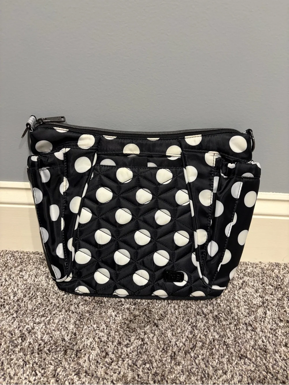 lug Mini Shuffle - Quilted Polka Dot Crossbody Bag - Black & White
